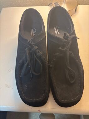 Clarks Black Suede Wallabee Lace-Up Shoes